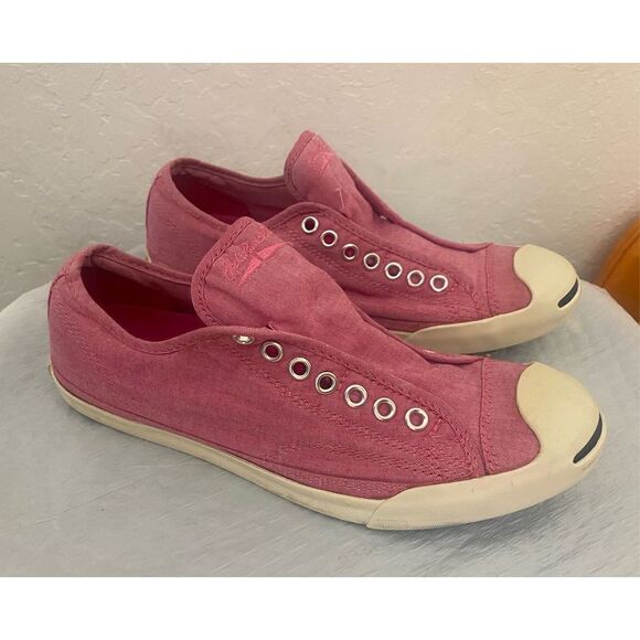 Converse Women’s Jack Purcell Pink Canvas Laceless Slip On Low Top Sz 9.5 - Picture 12 of 13